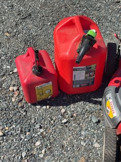 Walk-Behind Lawn Mower with Gas Cans - Image 2