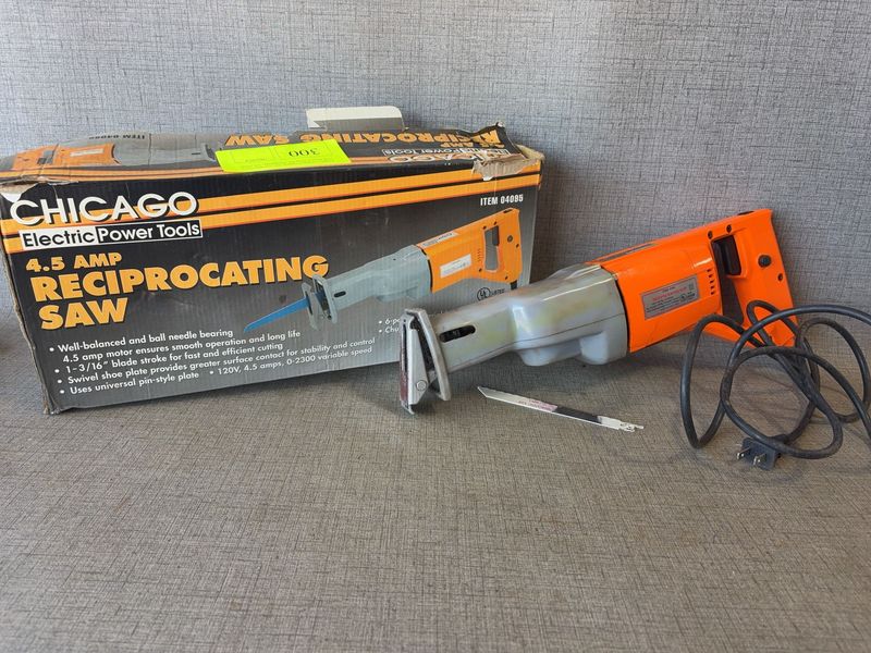 Chicago Electric Power Tools 4.5 Amp Electric Reciprocating Saw with Blade - Image 1