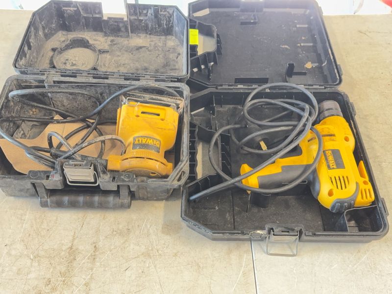 Dewalt Corded Hand Sander and Drill with Cases - Image 1