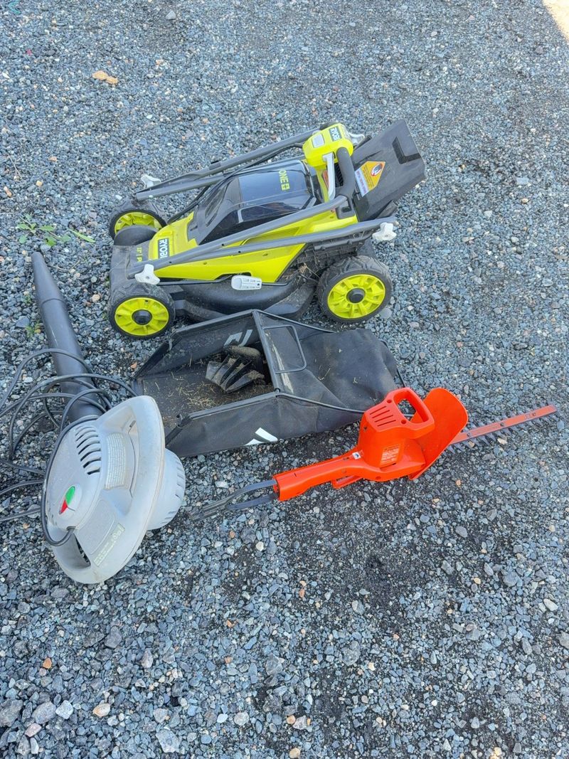 Ryobi Mower, Leaf Blower, 13" Hedge Trimmer - Image 1