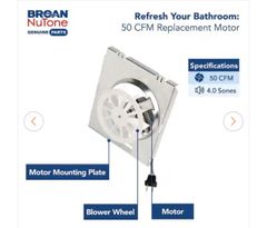 Broan-NuToneGenuine Replacement Motor Wheel for 696N Ventilation Fan, 50CFM, 4.0 Sones - Image 2