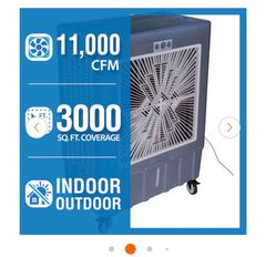 Hessaire11,000 CFM 3-Speed Portable Evaporative Cooler (Swamp Cooler) for 3,000 sq. ft. - Image 2
