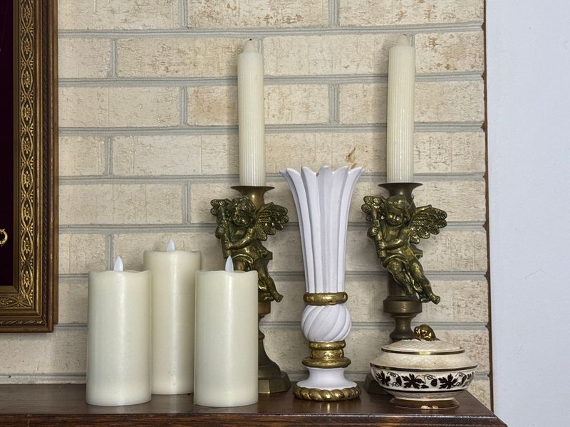 Antique Wade England Sugar Bowl Cherub Candlesticks Table Decor