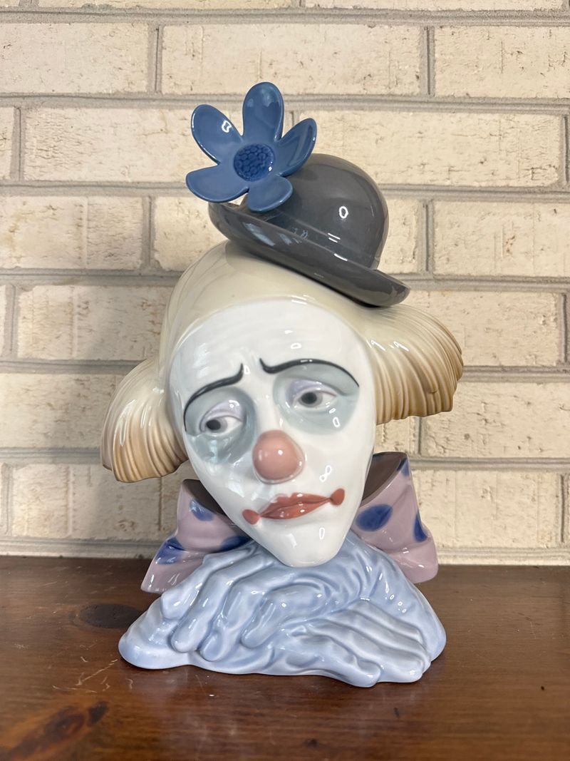 Lladro Pensive Clown Porcelain Head Bust Figurine Model 5130