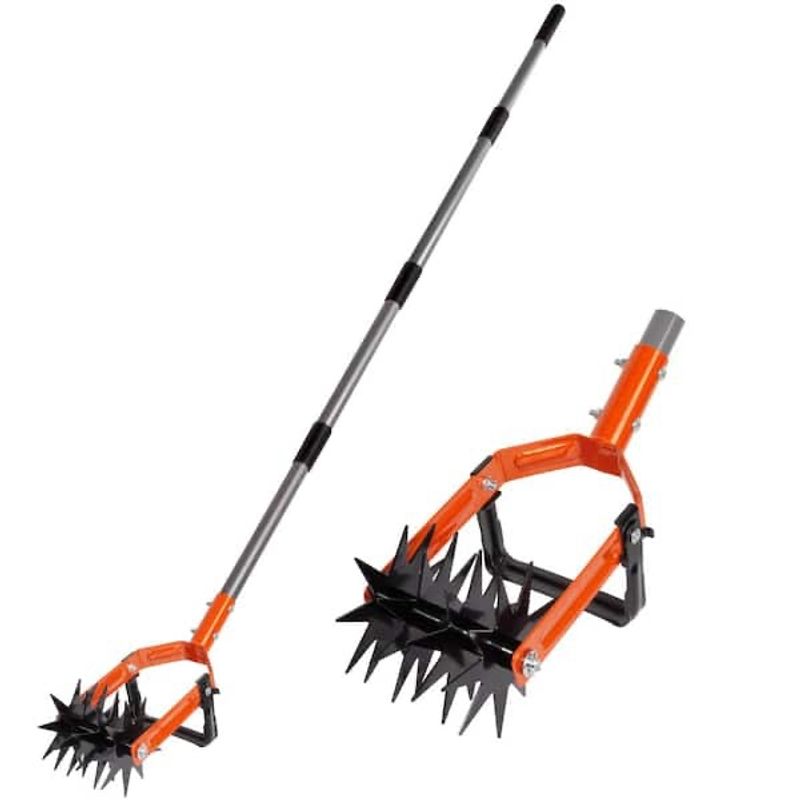 WaLensee 73in.Rotary Hand Cultivator Tool,Adjustable Garden Hand Tiller w/Stainless Steel Pole,2-in-1 Garden Hand Cultivator Tool - Image 1