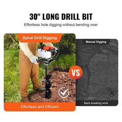 SVOPES Post Hole Digger Auger Post Hole Digger Gas Powered Earth Digger with 30 in. Long Alloy Steel Auger for Farm - Image 5
