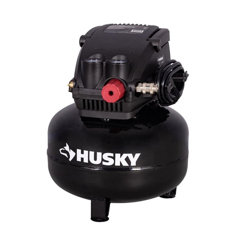 Husky 3 Gal. 120 PSI Portable Electric Oil-Free Light Duty Pancake Air Compressor with Fold Down Handle and 1-Quick Coupler 0210342A - Image 1