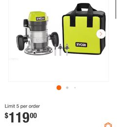 RYOBI8.5 Amp 1-1/2 Peak HP Fixed Base Corded Router - Image 1