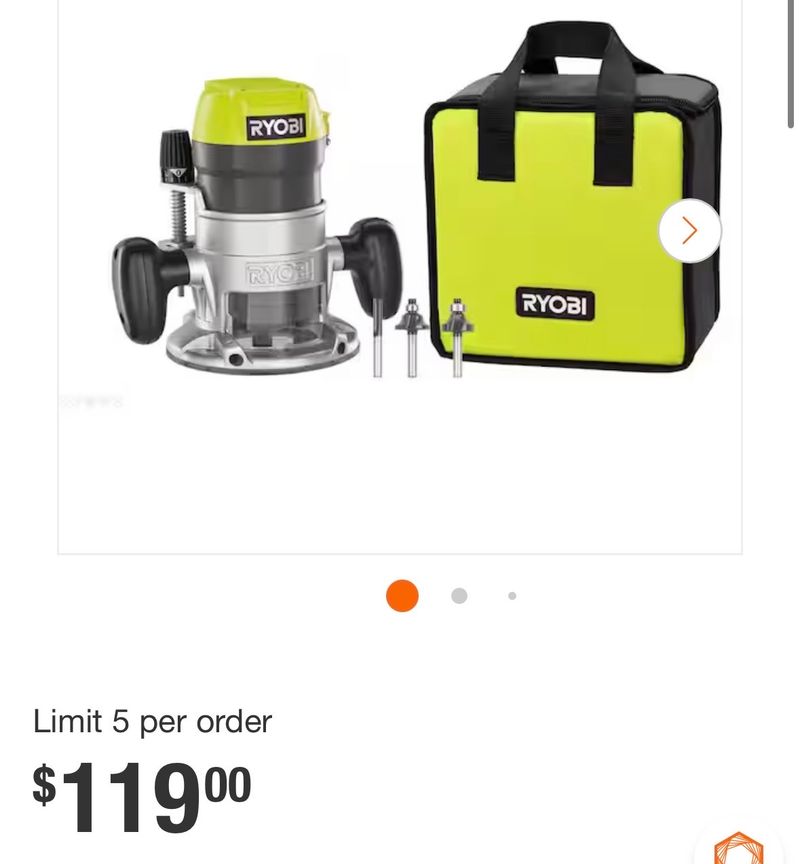 RYOBI8.5 Amp 1-1/2 Peak HP Fixed Base Corded Router - Image 1