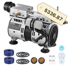 VEVOR Pond Aerators, 3/4 HP Air Compressor, 5. 2CFM Aeration System, 2 Diffusesr & Two100' Weighted Tubings, Aeration Pump - Image 1