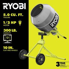 RYOBI 5.0 cu. ft. Portable Corded Concrete Mixer RMX001 - Image 2