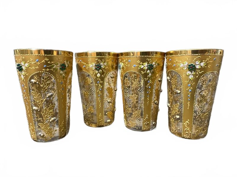 MCM Gilt and Enamel Glass Tumblers