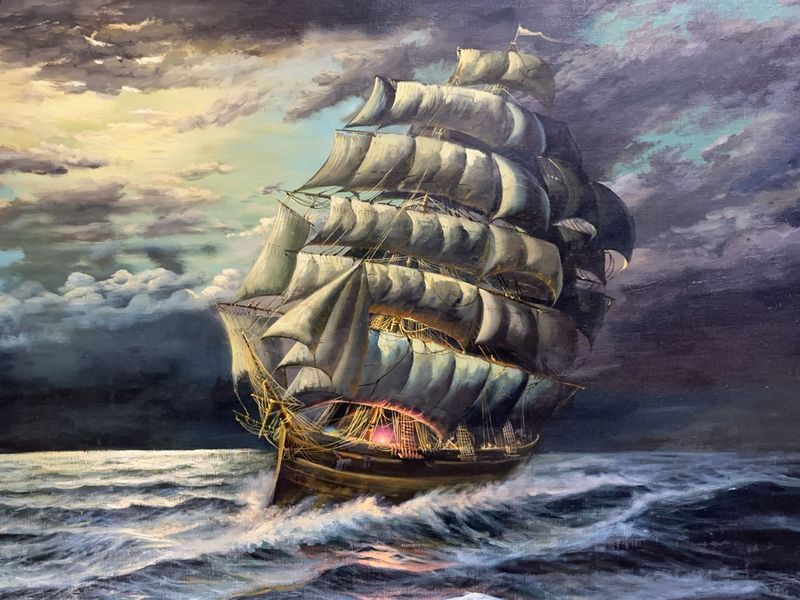 J Ignacio Sardi Oil Painting Ship at Sea