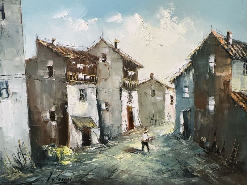 Iglesias Oil Painting of Street Scene
