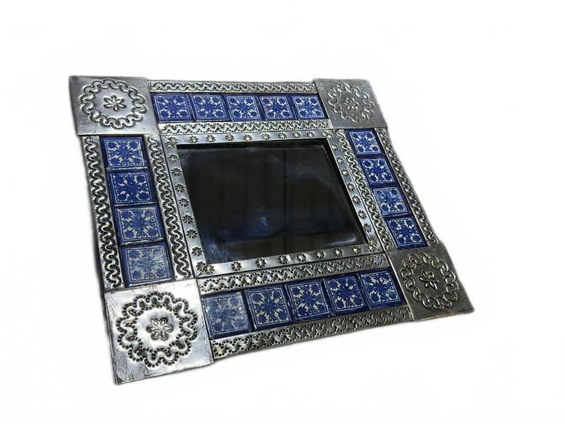 Decorative Metal and Tile Frame Mirror