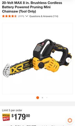 20-Volt MAX 8 in. Brushless Cordless Battery Powered Pruning Mini Chainsaw (Tool Only) - Image 3