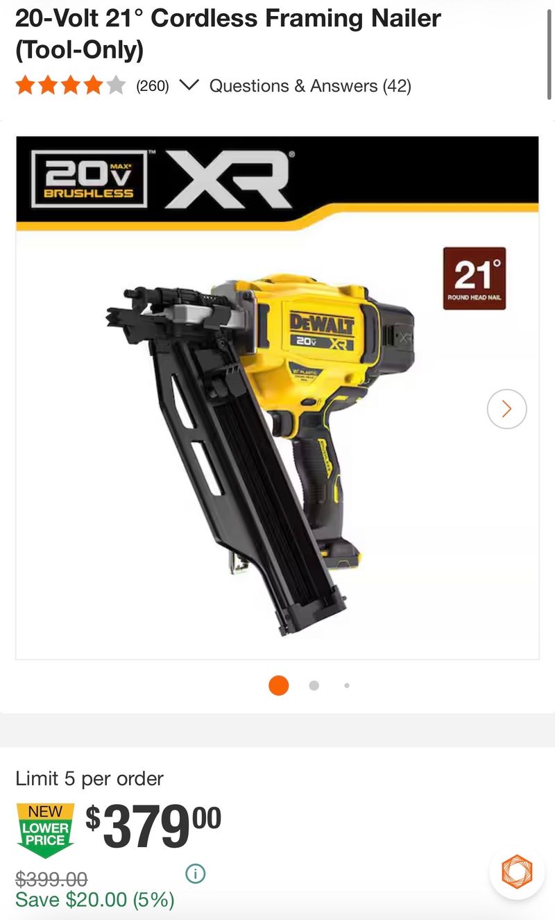 20-Volt 21 Cordless Framing Nailer (Tool-Only) - Image 1