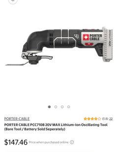 PORTER CABLE PCC710B 20V MAX Lithium-Ion Oscillating Tool (Bare Tool - Image 3