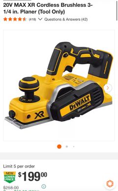20V MAX XR Cordless Brushless 3-1/4 in. Planer (Tool Only) - Image 1
