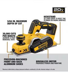 20V MAX XR Cordless Brushless 3-1/4 in. Planer (Tool Only) - Image 3