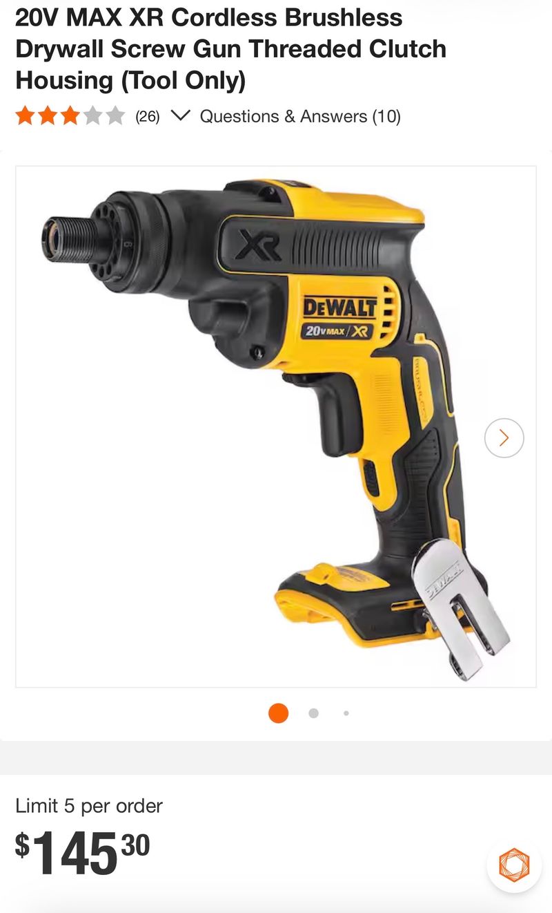 20V MAX XR Cordless Brushless Drywall Screw Gun Threaded Clutch Housing (Tool Only) - Image 1