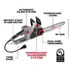 CS1500 Self-Sharpening 15 Amp Corded Electric Chainsaw, 18 in. Bar, Equipped with PowerSharp Saw Chain - Image 2