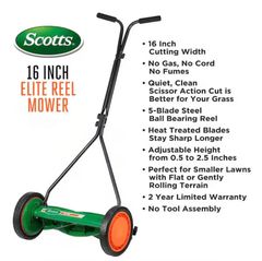 Scott's 16 in. Manual Walk Behind Push Reel Lawn Mower - Image 2