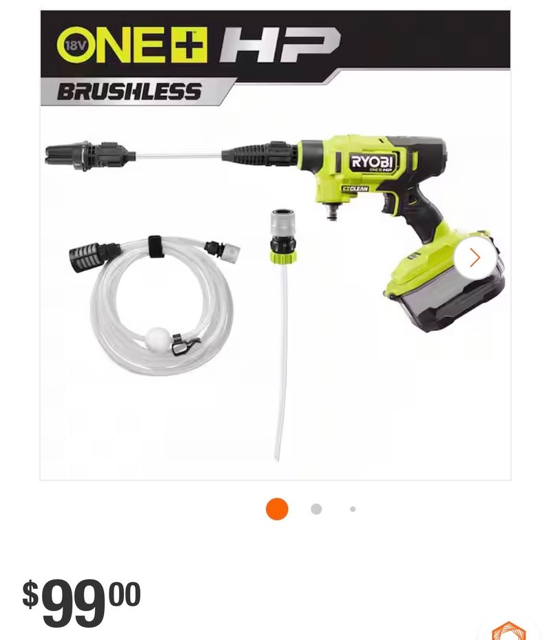 RYOBIONE+ HP 18V Brushless EZClean 600 PSI 0.7 GPM Cordless Cold Water Power Cleaner (Tool Only) - Image 1