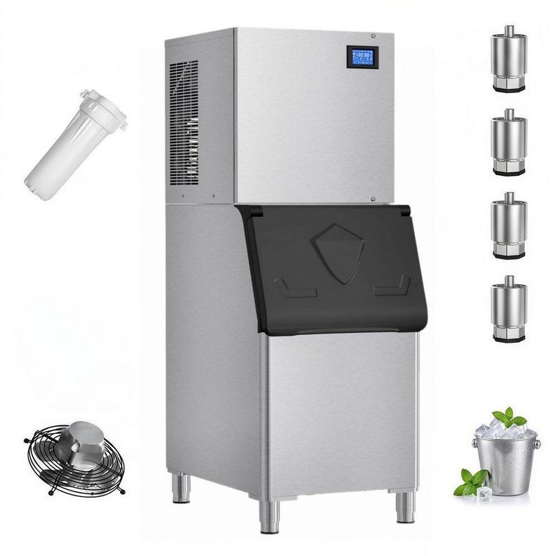 TITTLA 22.3 in. 520 lbs./24 Hours Freestanding Split Commercial Ice Maker in Silver 156-Full Size High-Density Ice Cubes/Cycle KMJRIM156-U - Image 1
