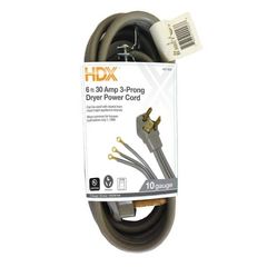 HDX 6 ft. 10/3 30 Amp 3-Prong Dryer Power Cord, Gray - Image 1