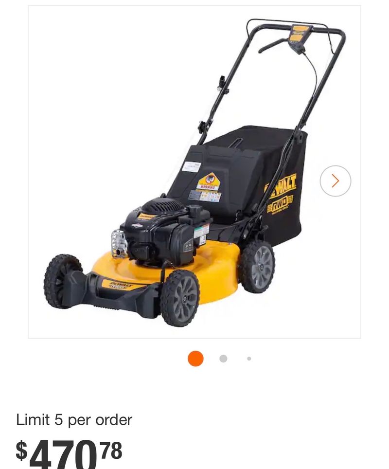 DEWALT21 in. 150cc Briggs and Stratton 625ex Engine Rear Wheel Drive 2-in-1 Gas Self Propelled Walk Behind Lawn Mower - Image 1