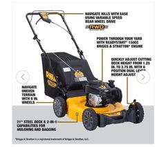 DEWALT21 in. 150cc Briggs and Stratton 625ex Engine Rear Wheel Drive 2-in-1 Gas Self Propelled Walk Behind Lawn Mower - Image 3