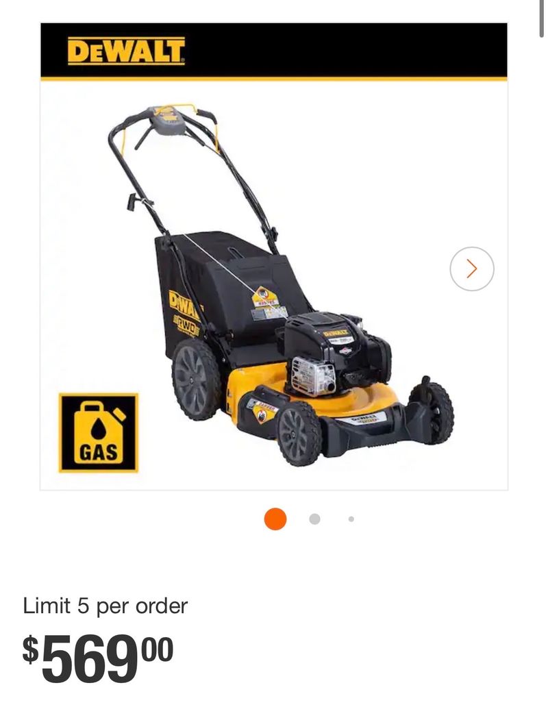 DEWALT21 in. 163cc Briggs and Stratton 725Exi Engine Rear Wheel Drive 3-in-1 Gas Self Propelled Walk Behind Lawn Mower - Image 1