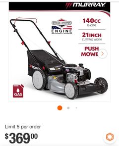 Murray21 in. 140 cc Briggs and Stratton Walk Behind Gas Push Lawn Mower with Height Adjustment - Image 1