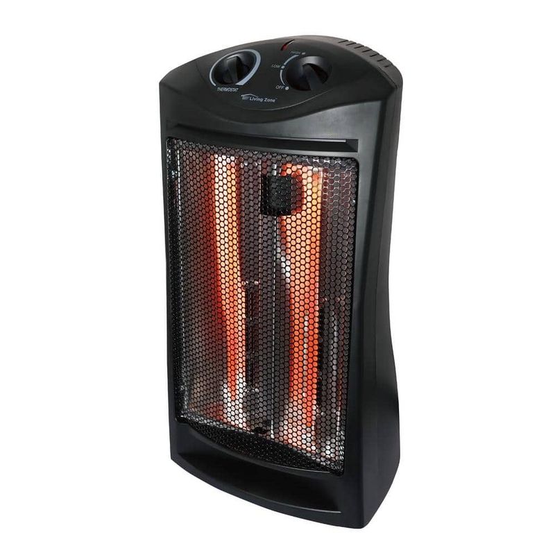 living zone 1500-Watt Black Electric Tower Quartz Infrared Space Heater with Thermostat BFGF-15D - Image 1