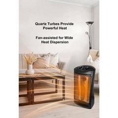 living zone 1500-Watt Black Electric Tower Quartz Infrared Space Heater with Thermostat BFGF-15D - Image 2