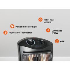 living zone 1500-Watt Black Electric Tower Quartz Infrared Space Heater with Thermostat BFGF-15D - Image 3