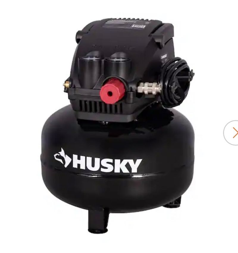 Husky3 Gal. 120 PSI Portable Electric Oil-Free Light Duty Pancake Air Compressor with Fold Down Handle and 1-Quick Coupler - Image 1