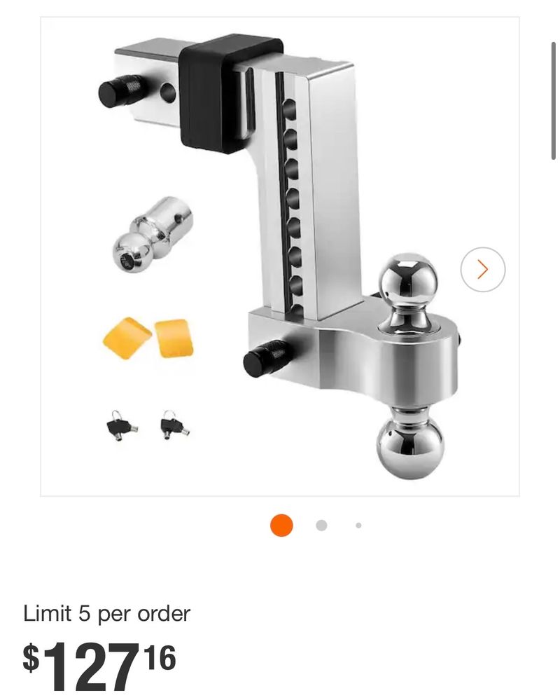 SKYSHALOAdjustable Trailer Hitch, 8 in. Drop Hitch, Tri-Ball Mount for 2.5 in. Hitch Receiver, Trailer Ball Size 1-7/8" - Image 1