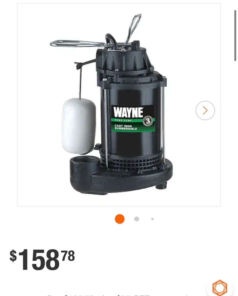 Wayne1/2 HP Cast Iron Submersible Sump Pump with Vertical Float Switch - Image 1