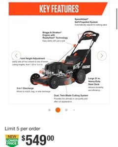 ECHO21 in. 190 cc Briggs and Stratton Gas 3-in-1 Dual Blade RWD Self-Propelled Lawn Mower with Single Lever Deck Adjustment - Image 2