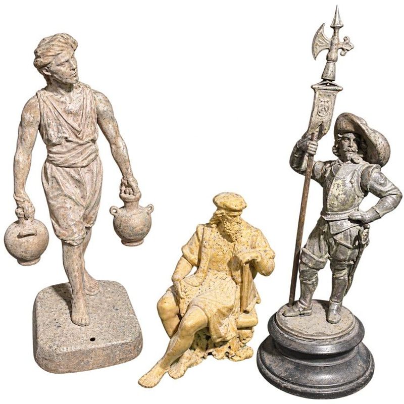 (3) Metal Statues