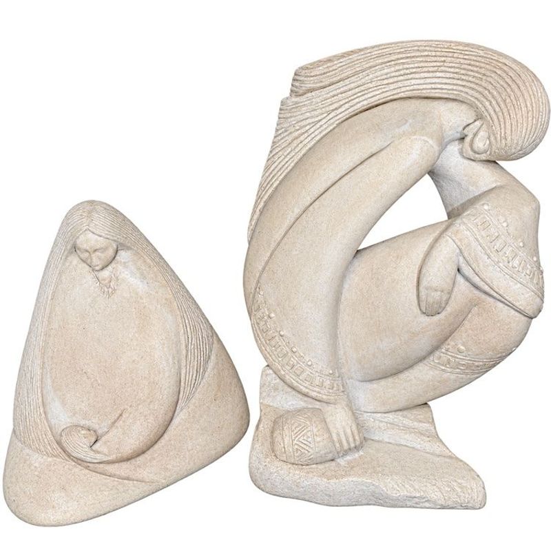 Pierce Austin La Madre Sculpture And " Rio De Vida " Sculpture By Austin Productions, Signed By Artist Pamela Pierce