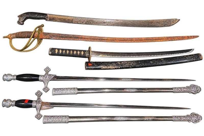 (5) Swords, (3) With Scabbords