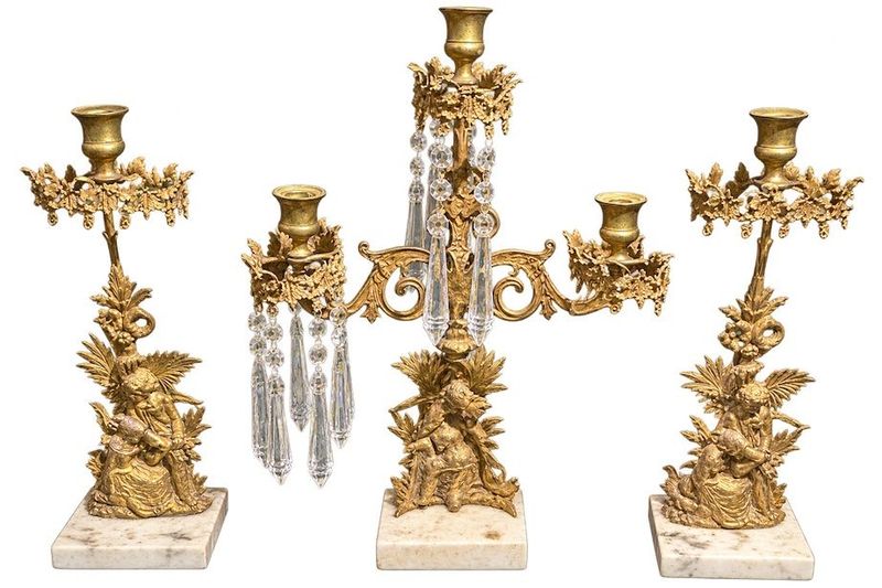 Brass Candle Holders, Prisms Are Plastic