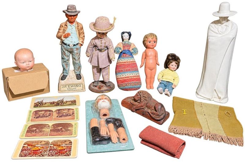 Old World Santa Doll, Lionstone Whiskey Decanter, Dolls, Wooden Lion Figurine, And More