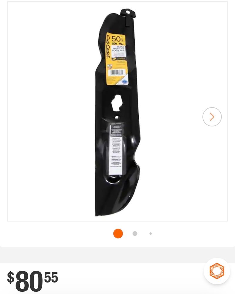 Cub CadetOriginal Equipment High Lift Blade Set for Select 50 in. Riding Lawn Mowers with S-Shape Center OE# 742-05094, 742P05094 - Image 1