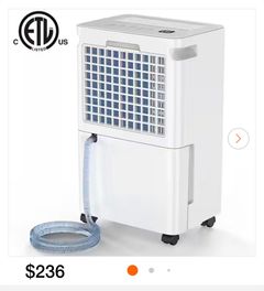 Edendirect30 pt. 2,500 sq.ft. Dehumidifier for Basement in White with Smart Dry, Drain Hose and Bucket, 35dB Ultra Quiet, Timer - Image 1