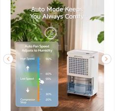 Edendirect30 pt. 2,500 sq.ft. Dehumidifier for Basement in White with Smart Dry, Drain Hose and Bucket, 35dB Ultra Quiet, Timer - Image 2