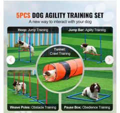 SKYSHALODog Agility Training Equipment, 5 PCS Set Upgrade with Adjustable High Hurdles, 6 Weave Poles, Jump Ring, Pause Box - Image 2